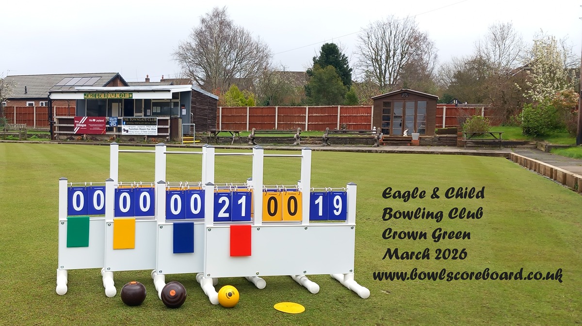 bowls scoreboard at Eagle & Child CG BC